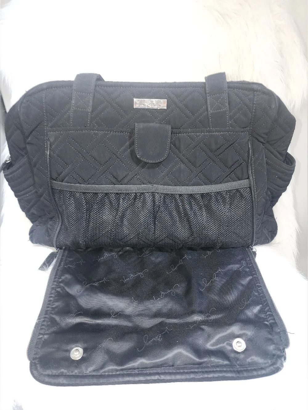 Vera Bradley Black Quilted On the StrollTote Bag Diaper Bag